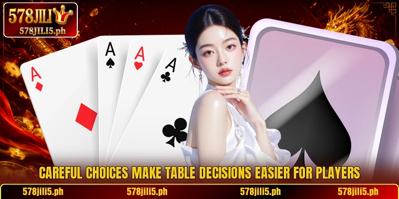 Careful choices make table decisions easier for players