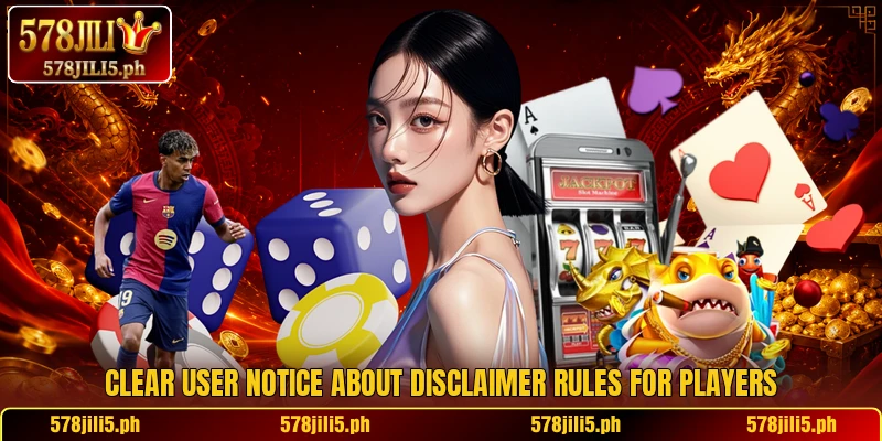 Clear user notice about disclaimer rules for players